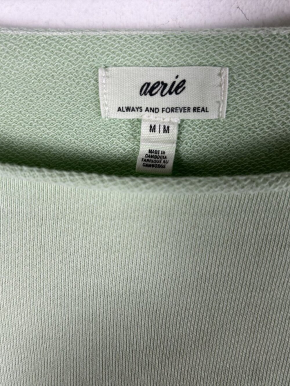 Aerie Cozy Forever Sweatshirt Womens Medium Mint Green Boatneck Drop Shoulder - Picture 2 of 8